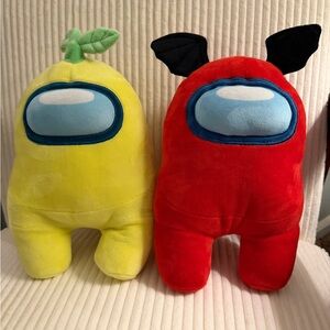 Among Us Toikido Red Bat and Yellow Plant Plush Toy Set
